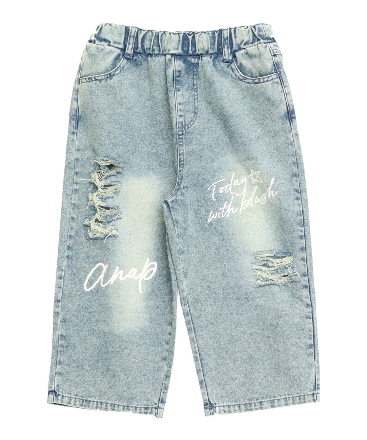 メッセージロゴ クラッシュ デニム ワイドパンツ 422-3551 – ANAP