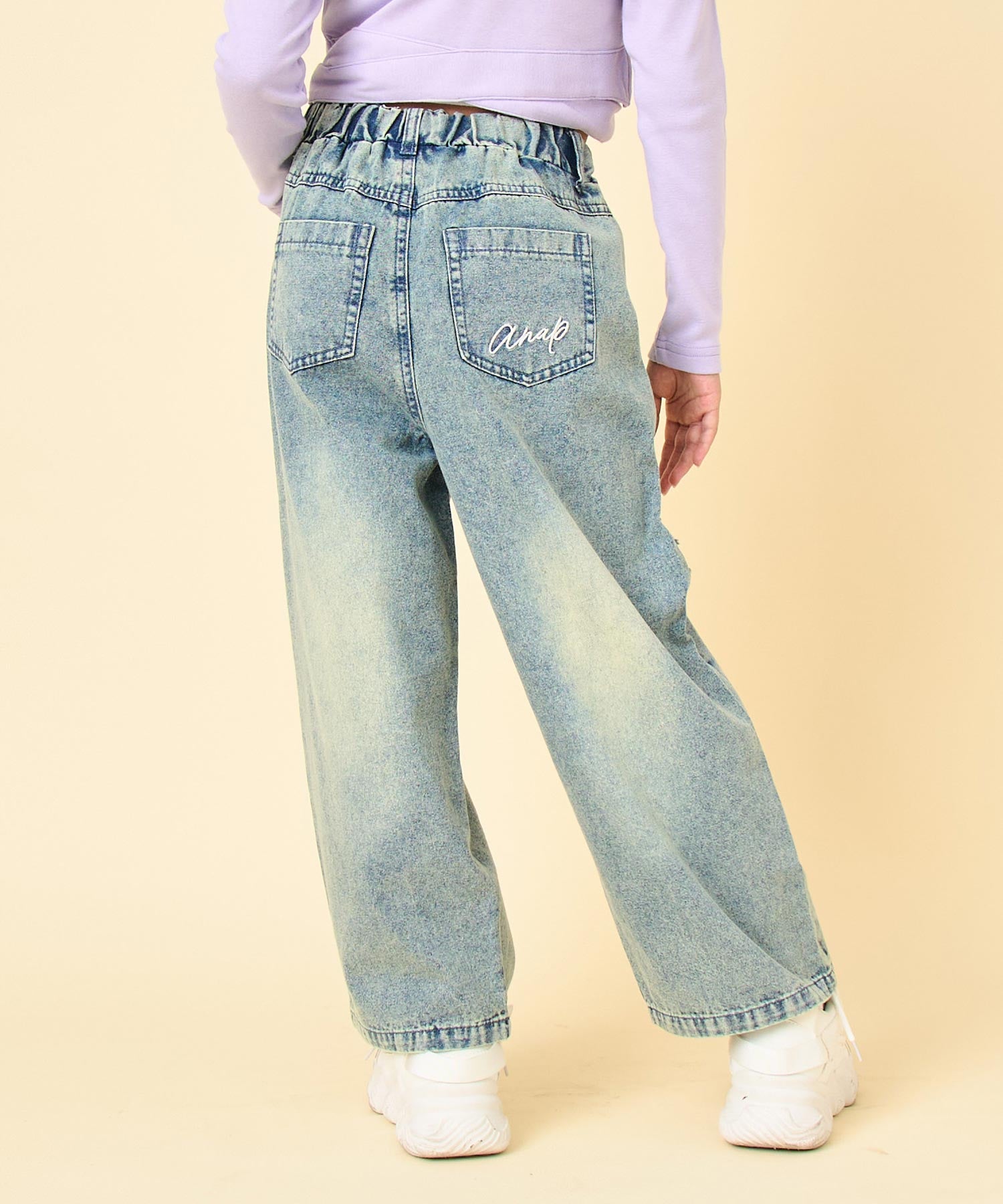メッセージロゴ クラッシュ デニム ワイドパンツ 422-3551 – ANAP