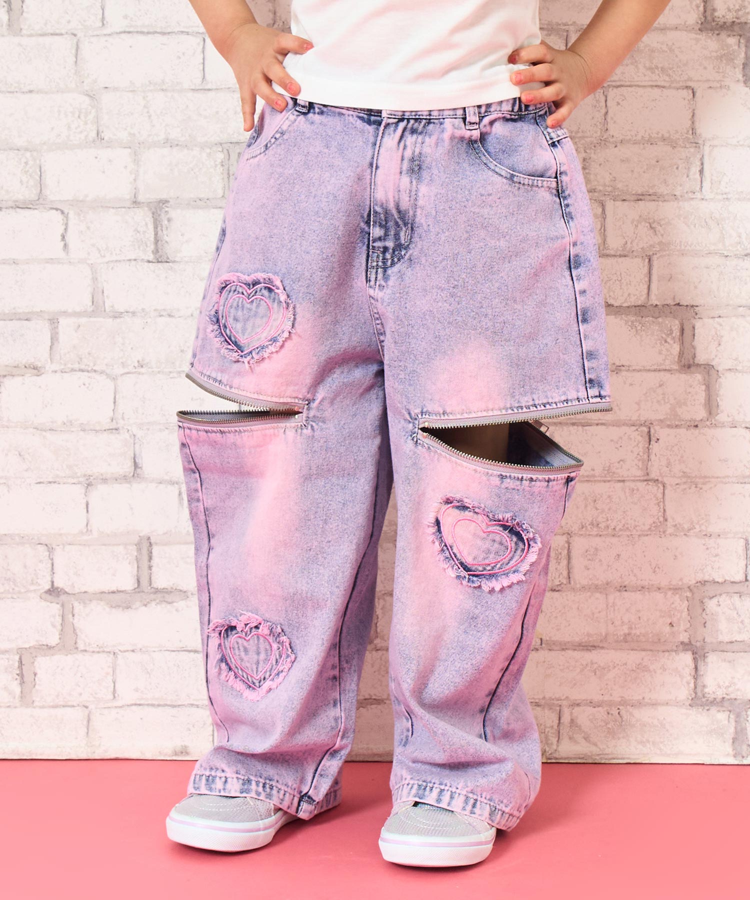 サイドジップ ハートワッペン ワイドパンツ 422-3586 – ANAP