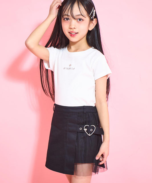 シルバー ジェル プリント リブ Tシャツ トップス【ジュニアお揃い】 423-3382