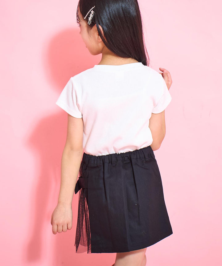 シルバー ジェル プリント リブ Tシャツ トップス【ジュニアお揃い】 423-3382