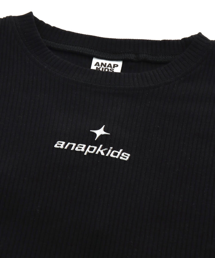 シルバー ジェル プリント リブ Tシャツ トップス【ジュニアお揃い】 423-3382