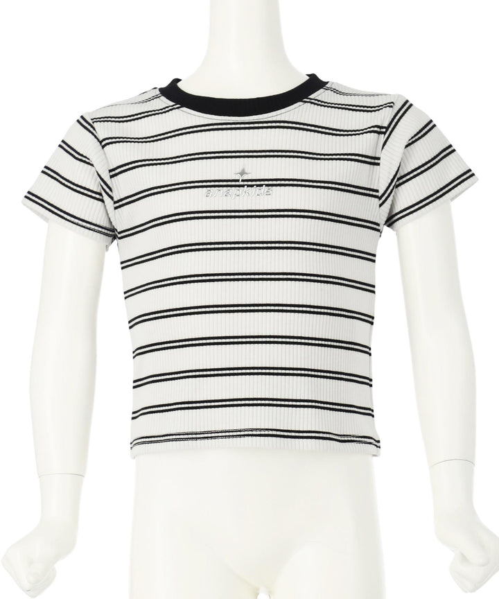 シルバー ジェル プリント リブ Tシャツ トップス【ジュニアお揃い】 423-3382