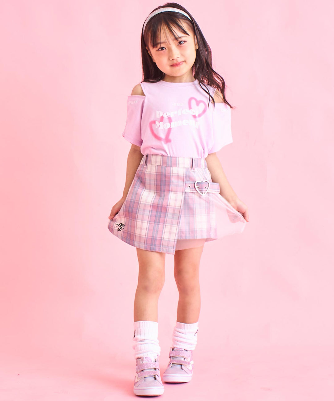 ハート スプレー 肩ジップ Tシャツ トップス 423-3383