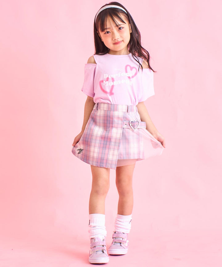 ハート スプレー 肩ジップ Tシャツ トップス 423-3383