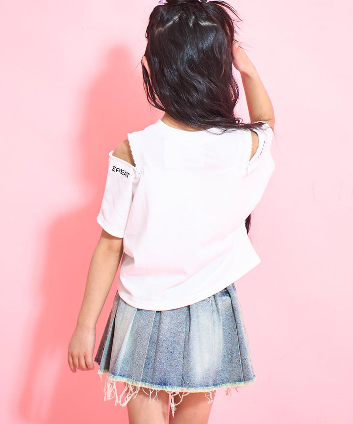 ハート スプレー 肩ジップ Tシャツ トップス 423-3383
