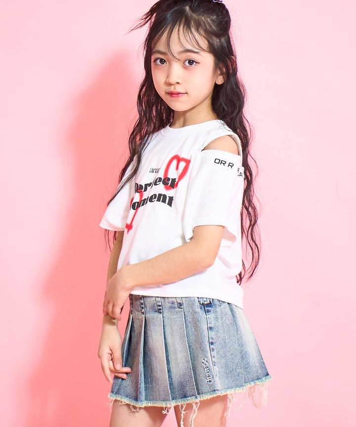 ハート スプレー 肩ジップ Tシャツ トップス 423-3383