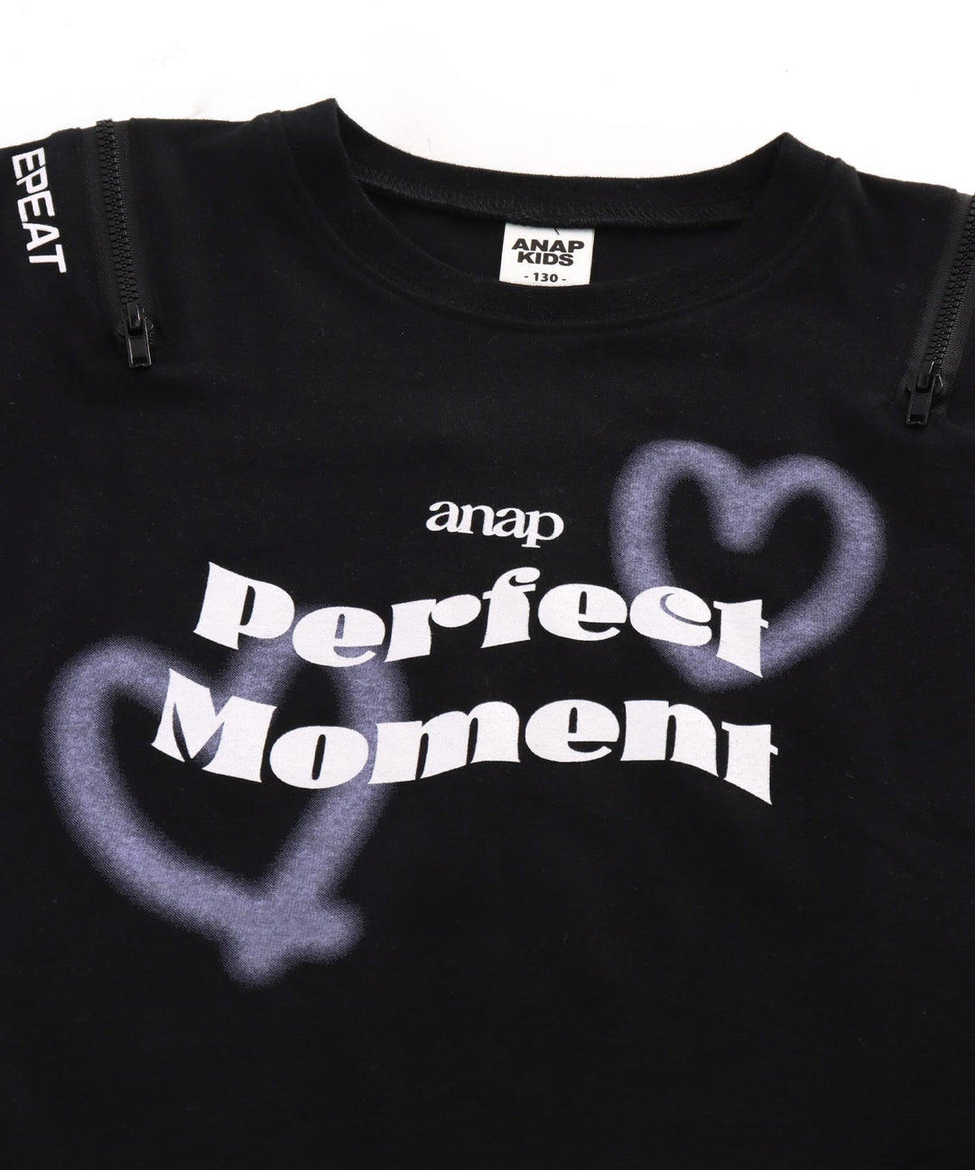 ハート スプレー 肩ジップ Tシャツ トップス 423-3383