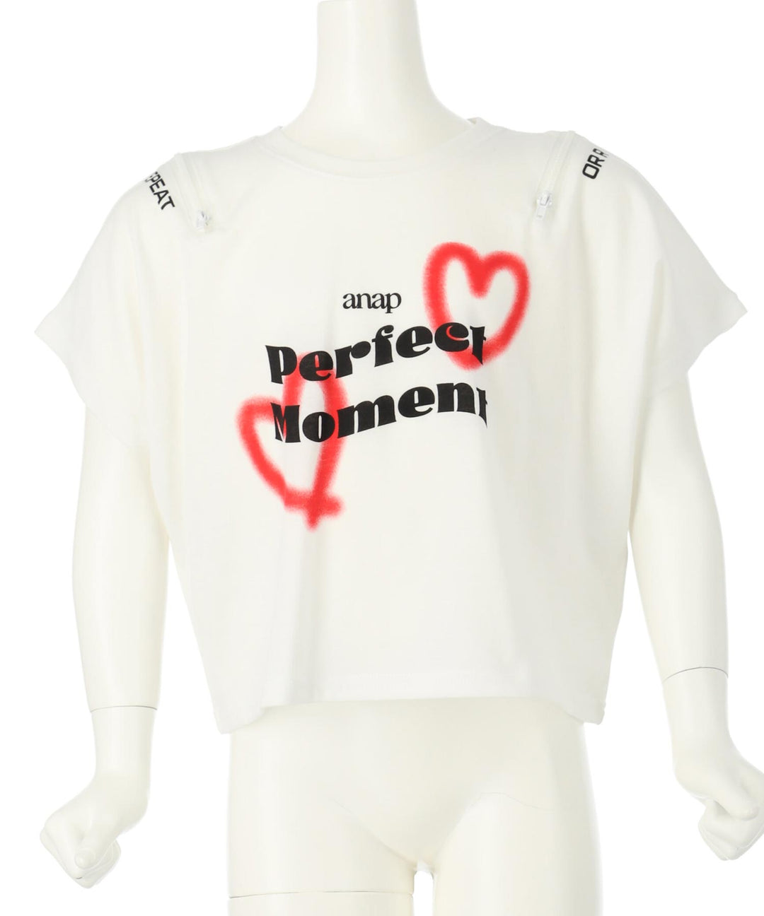 ハート スプレー 肩ジップ Tシャツ トップス 423-3383