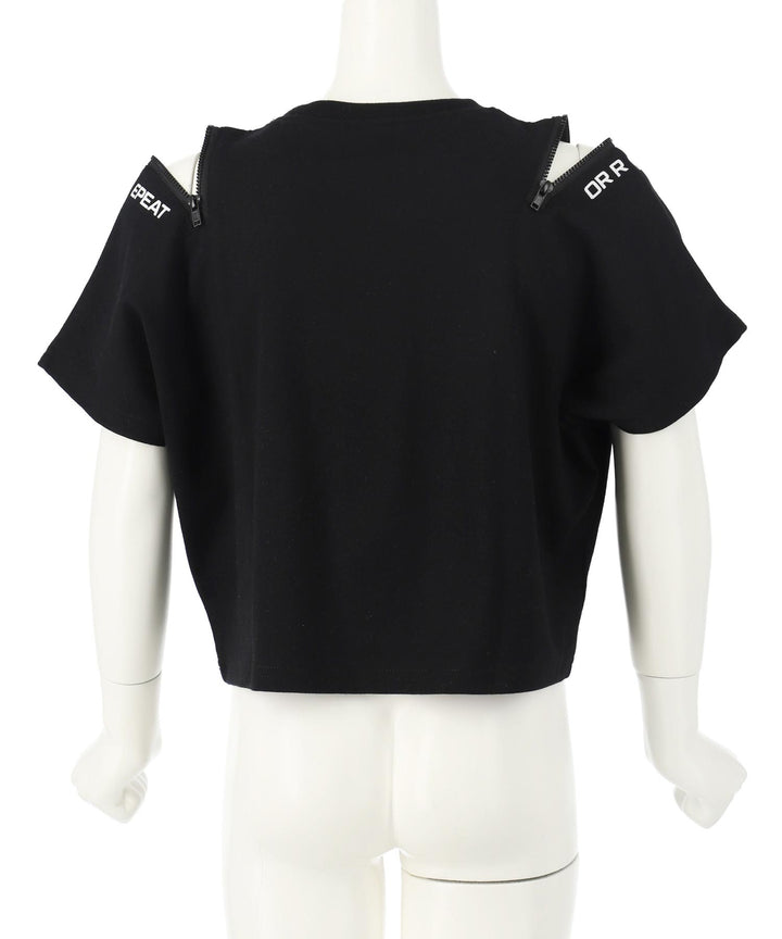 ハート スプレー 肩ジップ Tシャツ トップス 423-3383