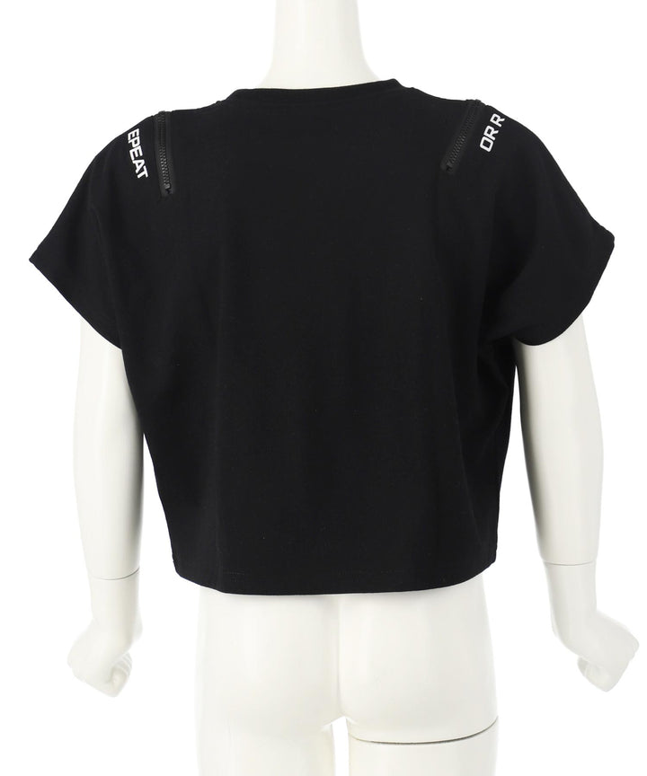 ハート スプレー 肩ジップ Tシャツ トップス 423-3383