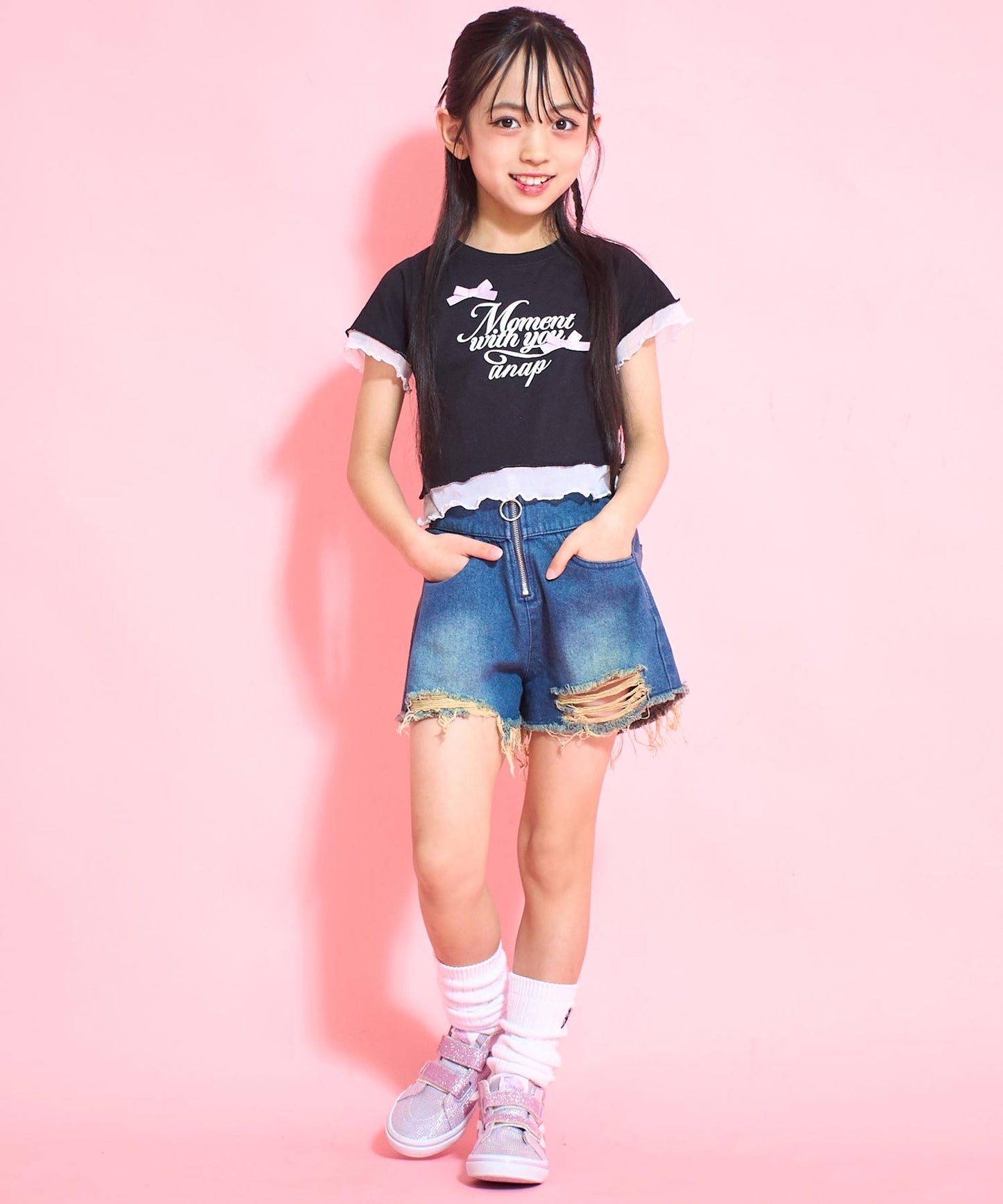 裾 メロー リボン Tシャツトップス 423-3388