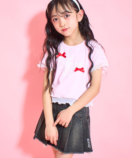 裾 メロー リボン Tシャツトップス 423-3388