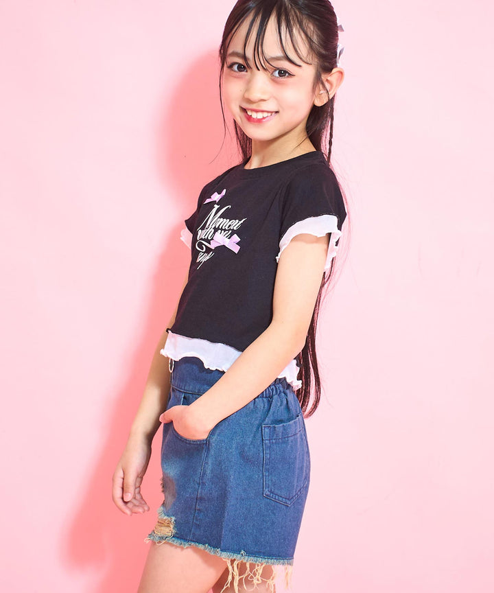 裾 メロー リボン Tシャツトップス 423-3388