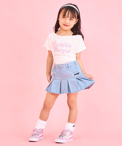 アシンメトリー 肩アキ オーロラ ワッペン Tシャツ トップス 【ジュニアお揃い】 423-3397