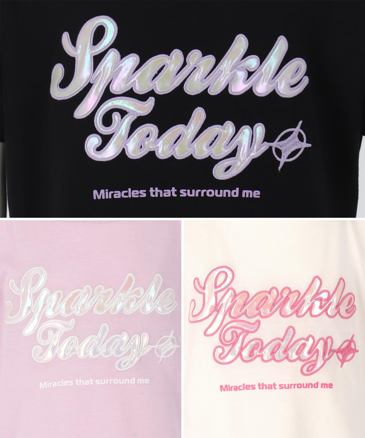 アシンメトリー 肩アキ オーロラ ワッペン Tシャツ トップス 【ジュニアお揃い】 423-3397