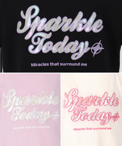 アシンメトリー 肩アキ オーロラ ワッペン Tシャツ トップス 【ジュニアお揃い】 423-3397