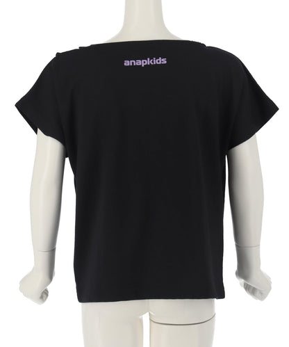 アシンメトリー 肩アキ オーロラ ワッペン Tシャツ トップス 【ジュニアお揃い】 423-3397