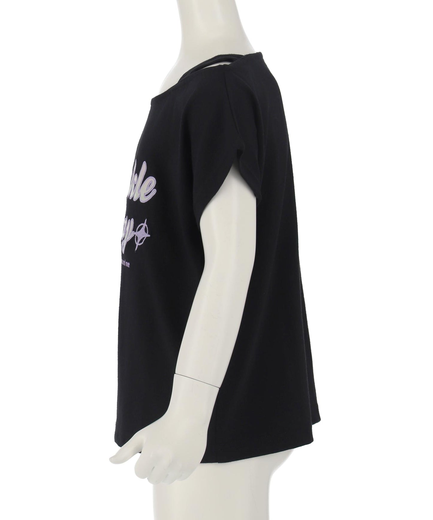 アシンメトリー 肩アキ オーロラ ワッペン Tシャツ トップス 【ジュニアお揃い】 423-3397