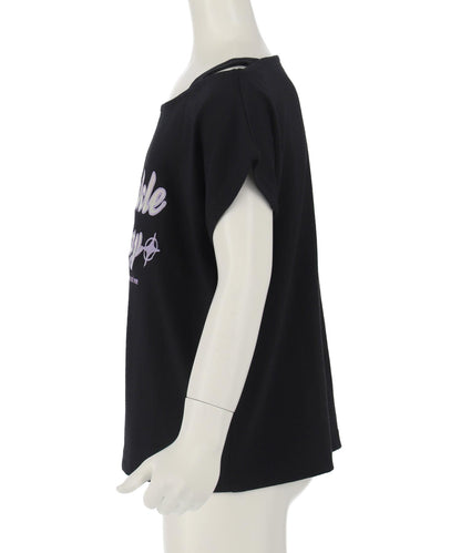 アシンメトリー 肩アキ オーロラ ワッペン Tシャツ トップス 【ジュニアお揃い】 423-3397