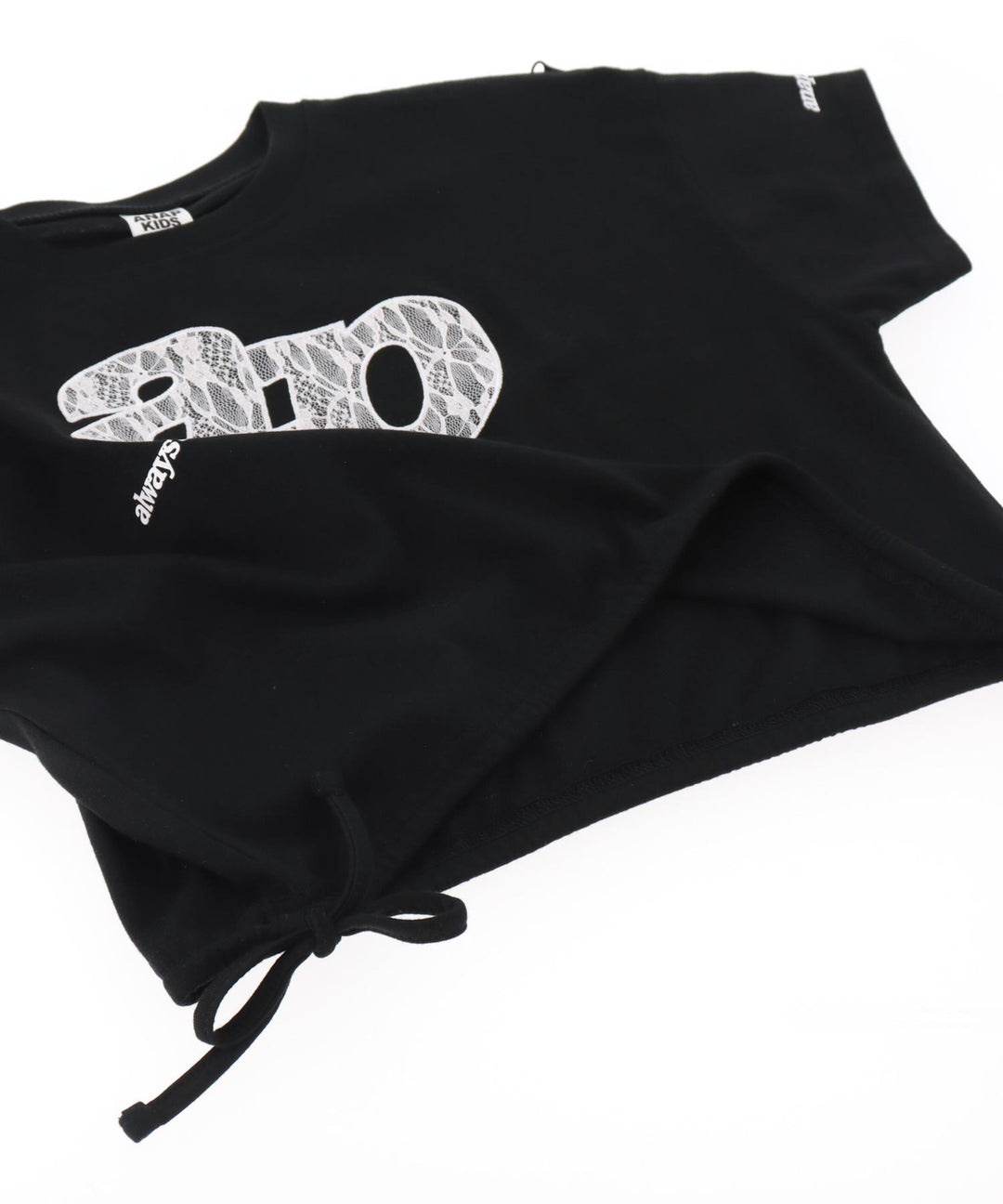 レース ワッペン付き サイド リボン Tシャツ トップス【ジュニアお揃い】 423-3402