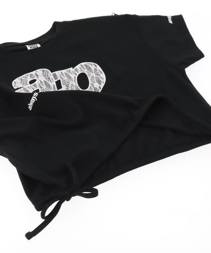 レース ワッペン付き サイド リボン Tシャツ トップス【ジュニアお揃い】 423-3402