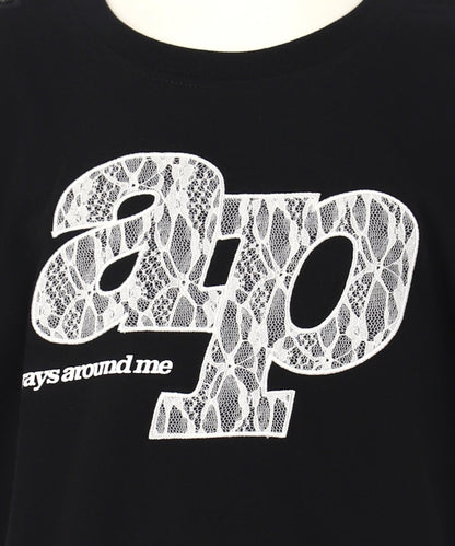 レース ワッペン付き サイド リボン Tシャツ トップス【ジュニアお揃い】 423-3402