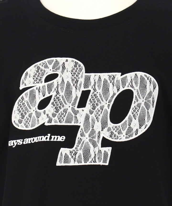 レース ワッペン付き サイド リボン Tシャツ トップス【ジュニアお揃い】 423-3402
