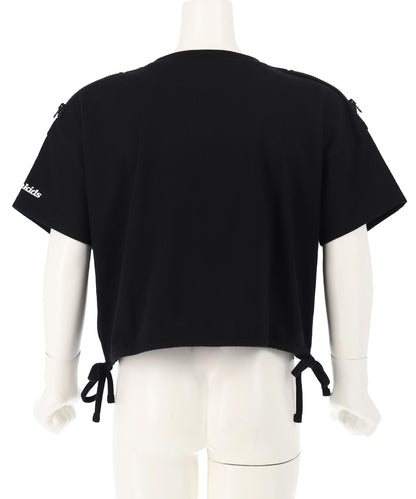 レース ワッペン付き サイド リボン Tシャツ トップス【ジュニアお揃い】 423-3402