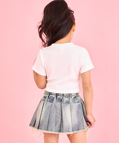 シルバーロゴ プリント ミニ トップス Tシャツ 【ジュニアお揃い】 423-3405