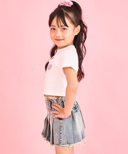 シルバーロゴ プリント ミニ トップス Tシャツ 【ジュニアお揃い】 423-3405