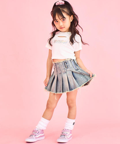 シルバーロゴ プリント ミニ トップス Tシャツ 【ジュニアお揃い】 423-3405