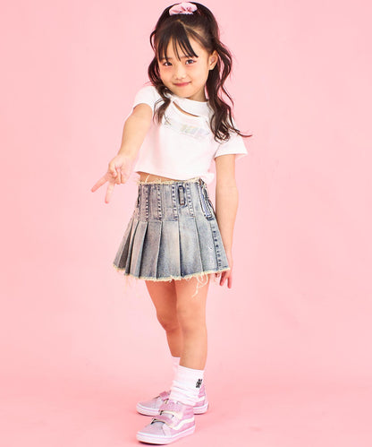 シルバーロゴ プリント ミニ トップス Tシャツ 【ジュニアお揃い】 423-3405