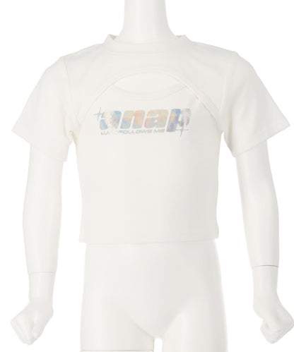 シルバーロゴ プリント ミニ トップス Tシャツ 【ジュニアお揃い】 423-3405