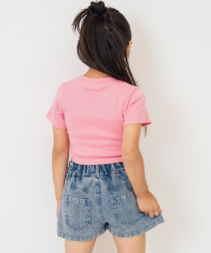 シルバーロゴ プリント ミニ トップス Tシャツ 【ジュニアお揃い】 423-3405