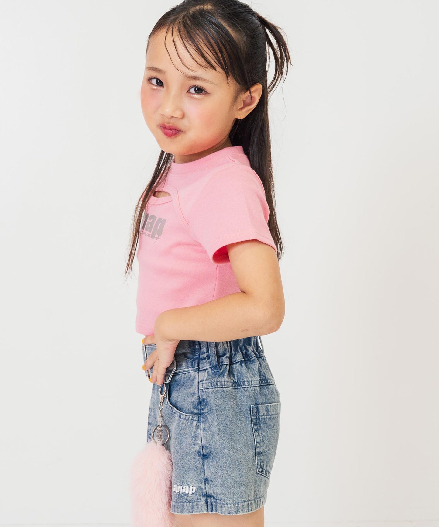 シルバーロゴ プリント ミニ トップス Tシャツ 【ジュニアお揃い】 423-3405