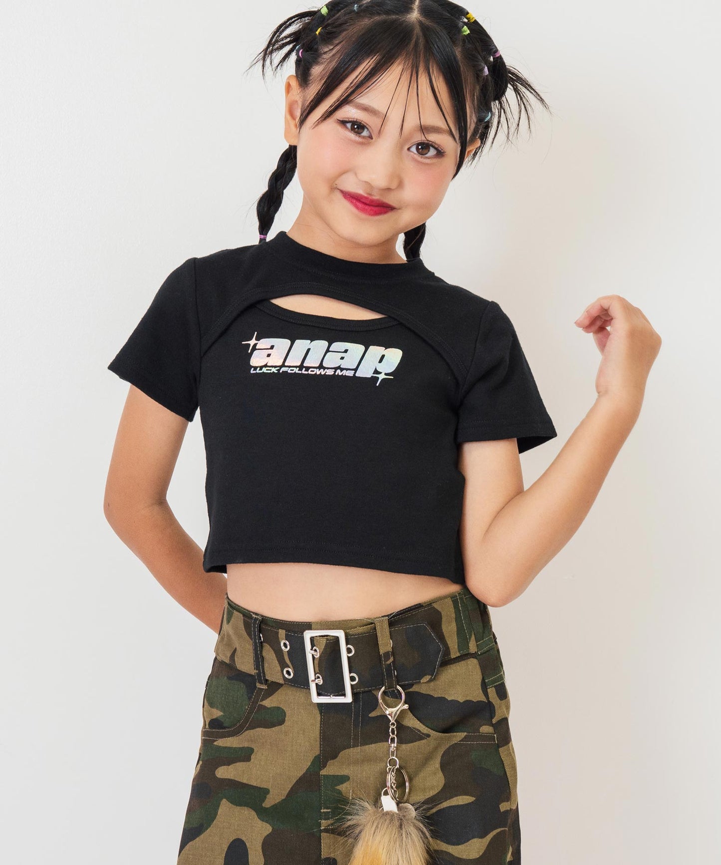 シルバーロゴ プリント ミニ トップス Tシャツ 【ジュニアお揃い】 423-3405