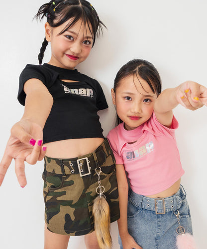 シルバーロゴ プリント ミニ トップス Tシャツ 【ジュニアお揃い】 423-3405