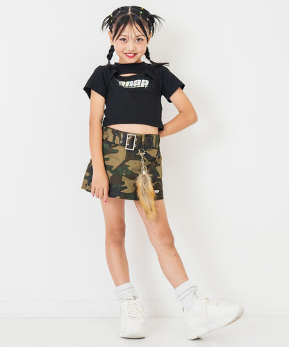 シルバーロゴ プリント ミニ トップス Tシャツ 【ジュニアお揃い】 423-3405