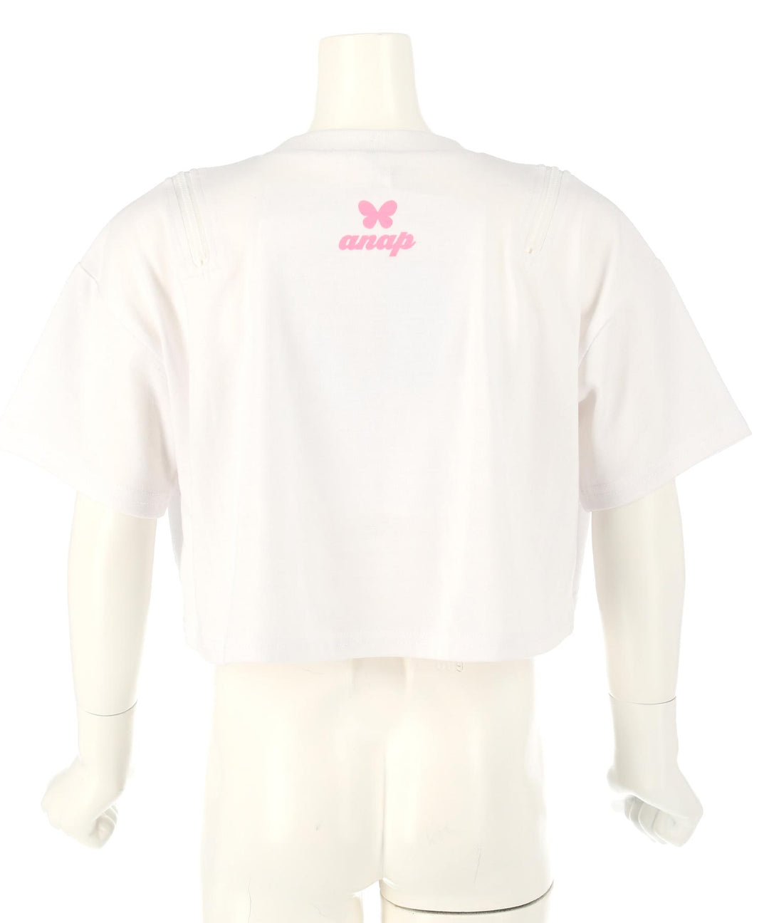 肩ジップ バタフライ プリント クロップド Tシャツ トップス 423-3408