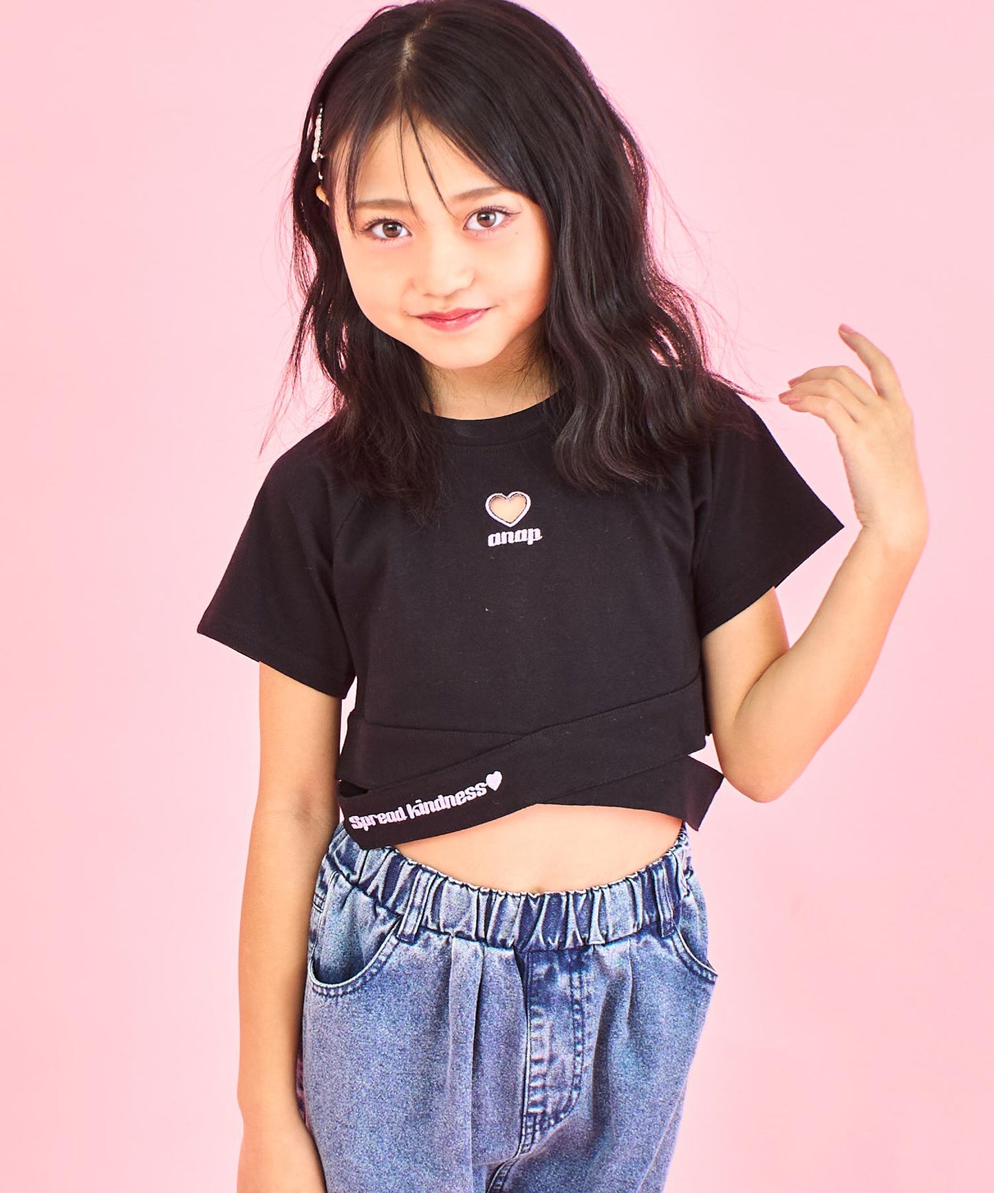 ハートアキ クロス デザイン Tシャツ トップス 423-3410