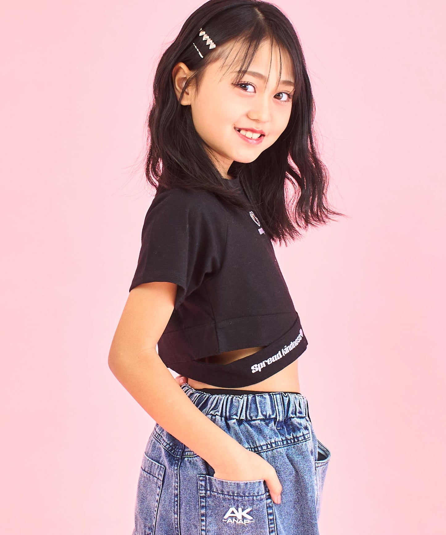 ハートアキ クロス デザイン Tシャツ トップス 423-3410