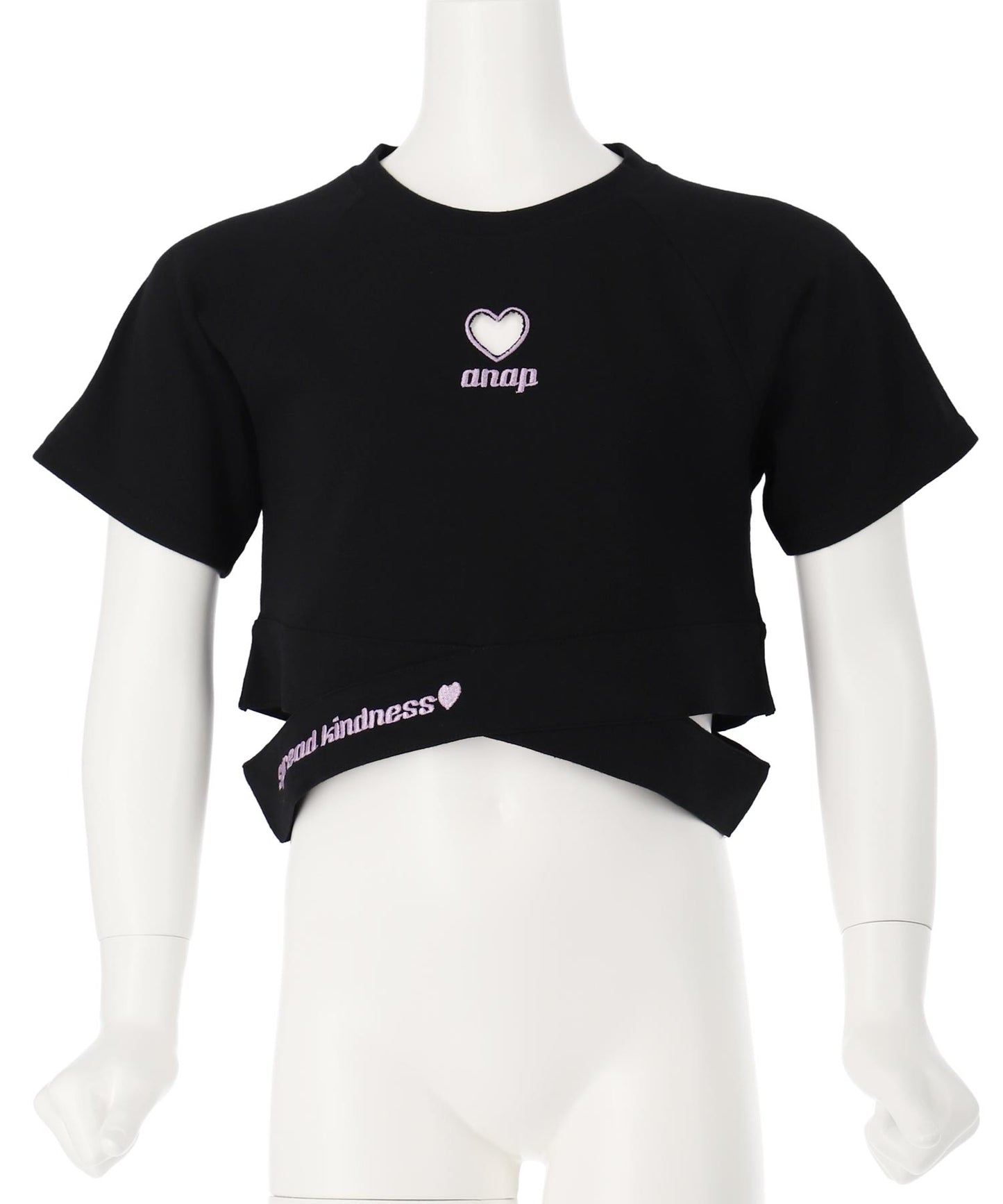 ハートアキ クロス デザイン Tシャツ トップス 423-3410