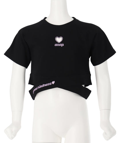 ハートアキ クロス デザイン Tシャツ トップス 423-3410