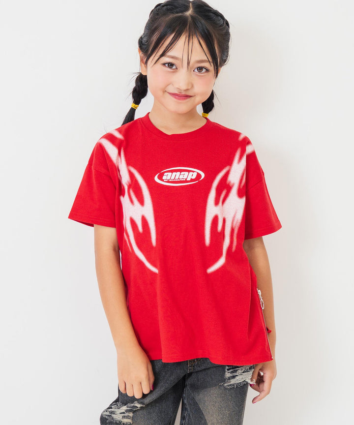 サイドジップ デザイン  Tシャツ【ジュニアお揃い】 423-3414