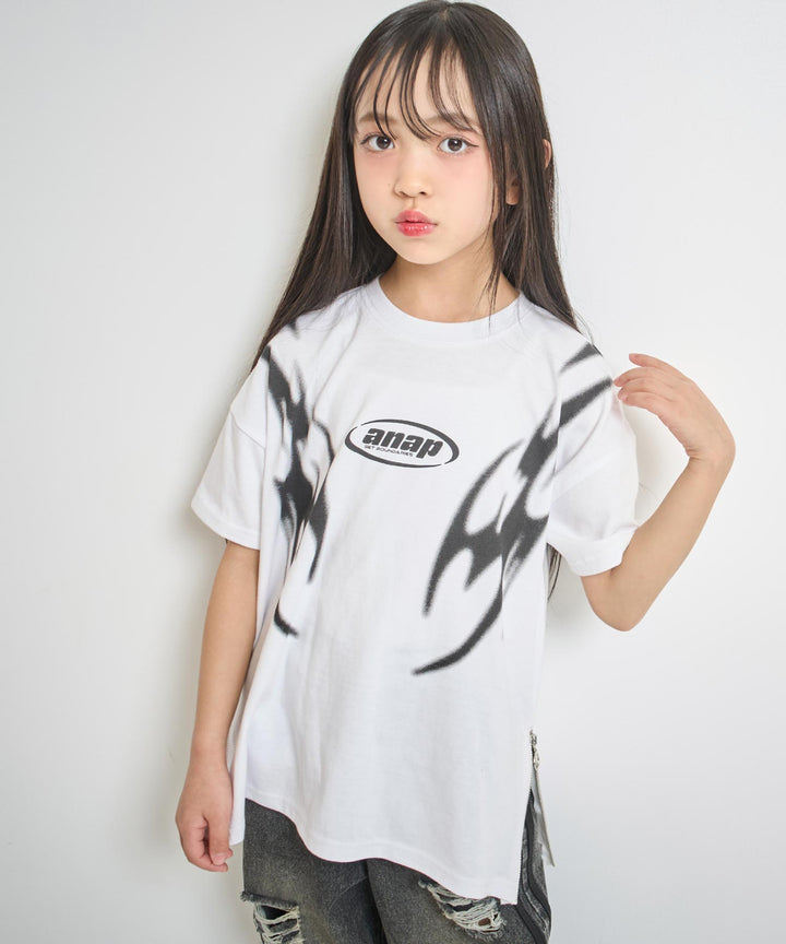 サイドジップ デザイン  Tシャツ【ジュニアお揃い】 423-3414