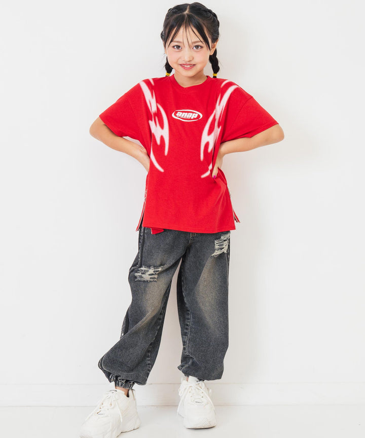 サイドジップ デザイン  Tシャツ【ジュニアお揃い】 423-3414