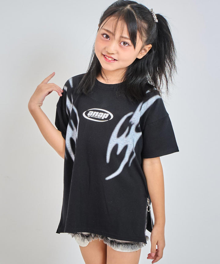 サイドジップ デザイン  Tシャツ【ジュニアお揃い】 423-3414