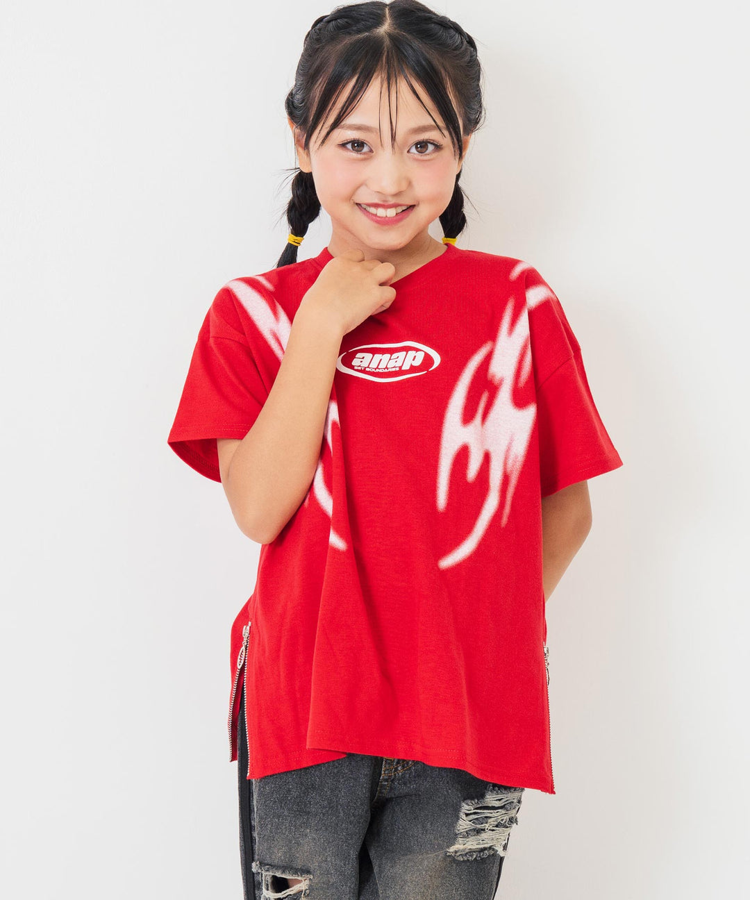 サイドジップ デザイン  Tシャツ【ジュニアお揃い】 423-3414