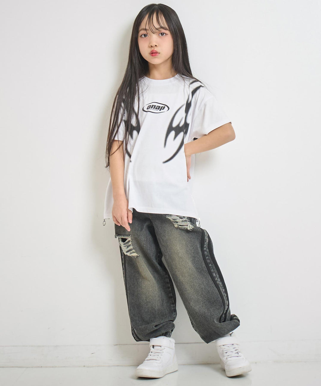サイドジップ デザイン  Tシャツ【ジュニアお揃い】 423-3414